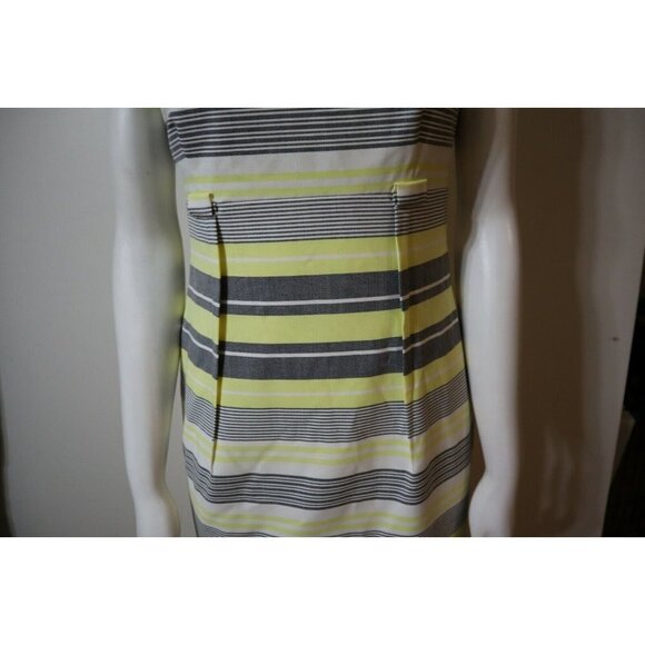 WOMEN'S GRAY AND YELLOW STRIPED DRESS - CALVIN KLEIN - SIZE 2 - SHEATH DRESS - Picture 4 of 7